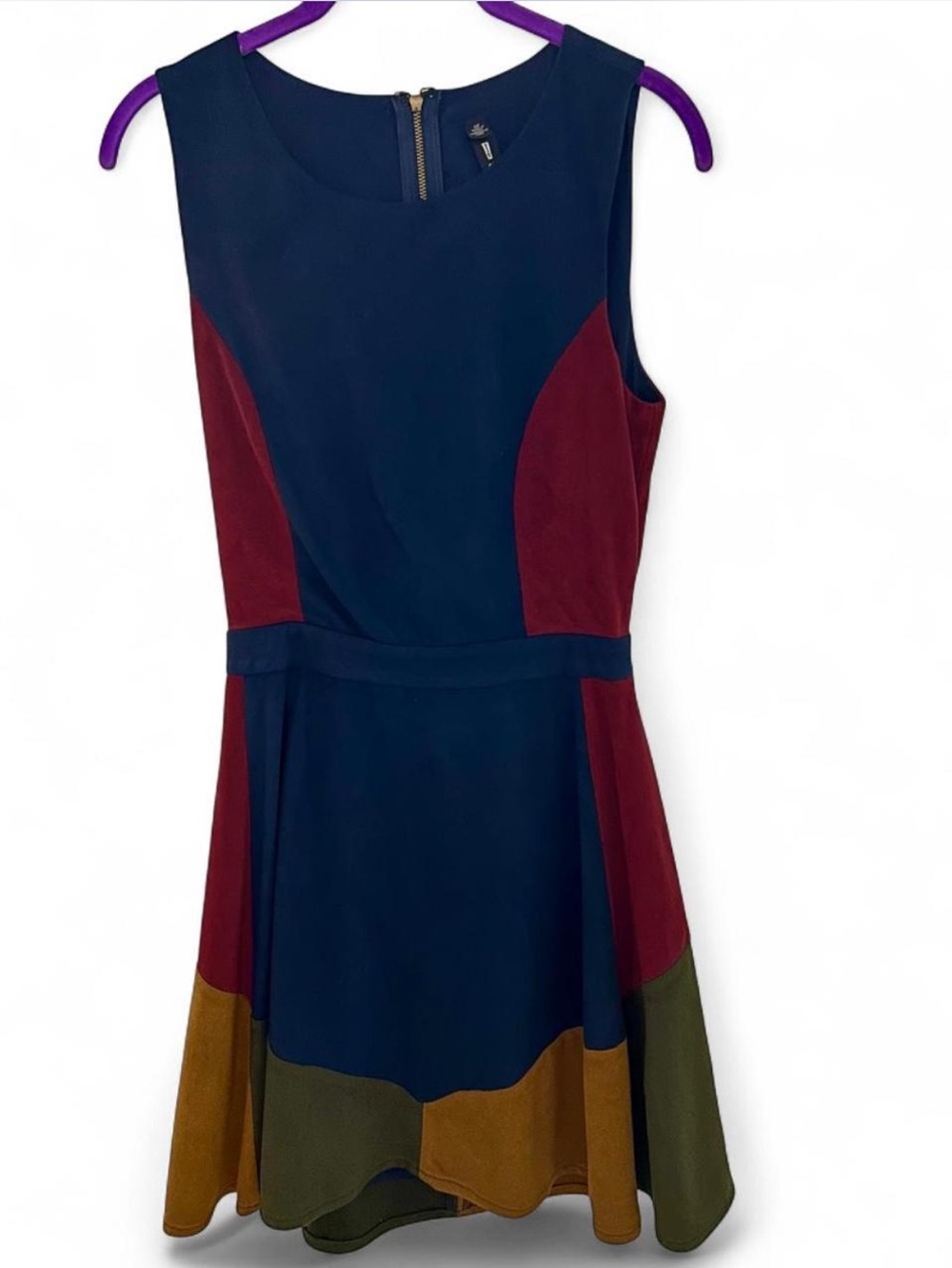 Design Lab Lord & Taylor Colorblock Faux Suede Cutout Mini Dress Size S